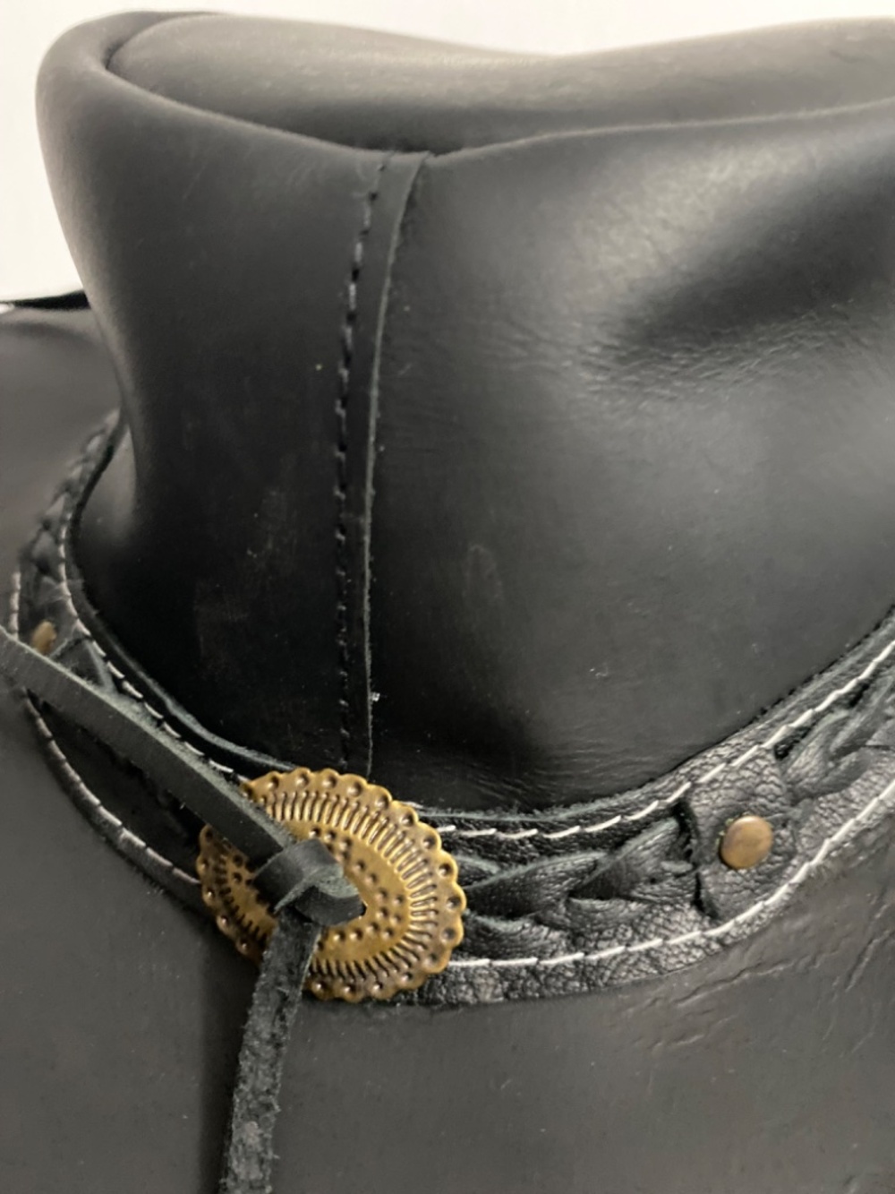 BrandsLock Genuine Steer Hide Leather Hat - Australian Outback Style (Large)